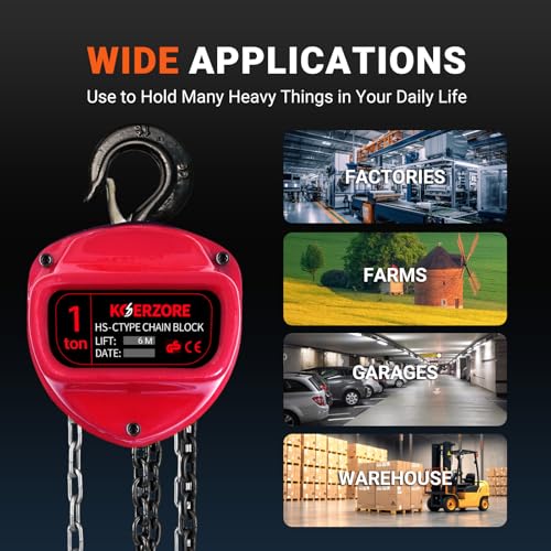 1 Ton Hand Chain Hoist for Engine Lift, Warehouses, Automotive - size: 1Ton 20FT