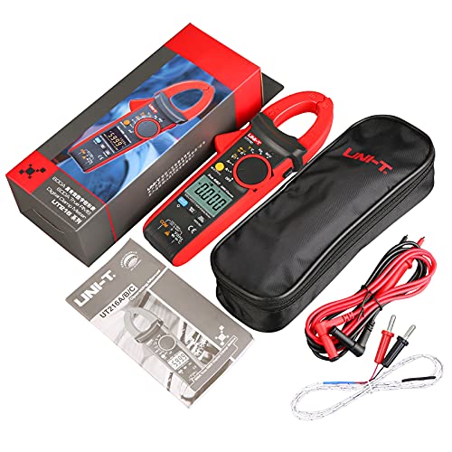 UNI-T Clamp Meter UT216C, Inrush Current AC/DC 600A TRMS HVAC Volt Amp Ohm Meter Multi Meter, Auto Ranging 6,000 Counts, Voltage Frequency Resistance Capacitance Temperature Continuity Diode Tester - size: UT216C