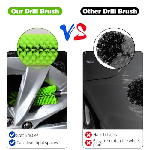 1 Pack Drill Brush for Car Wheel and Bottle(Green) - color: 1 Pack Green