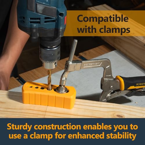 POWERTEC Drill Guide - Multi-Functional Drill Jig Block w/ 6 Common Drill Bit Sizes - for Straight Drilling Holes, Woodworking Tool, 1 PK (71971) - style: Multi-Functional Drill Guide Jig Block (6 Sizes)