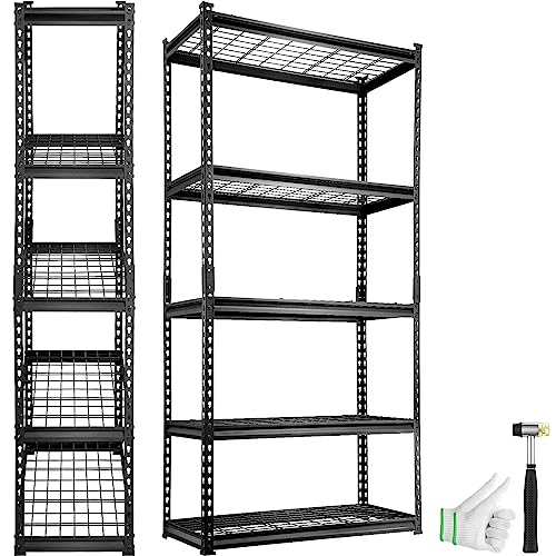 VEVOR Storage Shelving Unit, 5-Tier Adjustable, 2000 lbs Capacity, Heavy Duty Garage Shelves Metal Organizer Wire Rack, Black, 36" L x 16" W x 72" H for Kitchen Pantry Basement Bathroom Laundry Closet - color: Black, size: 36" L x 16" W x 72" H