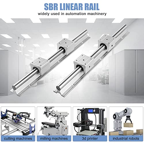 SBR20 Linear Rail 4000mm, 4PCS SBR20-2000mm Linear Rail Shaft Rod + 12PCS SBR20UU Bearing Block and 4 Dowels for DIY CNC Routers Lathes Mills (Spliced) - size: 4000mm, style: SBR20 Linear Rail