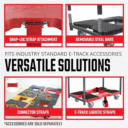 SNAP-LOC, Heavy Duty Moving Dolly 4 Wheels, 1,500 lb with Panel Bars, 4 Inch Casters, Dollies for Moving Cargo, E Strap Attachment Included, Red - style: Panel Cart Dolly, Red