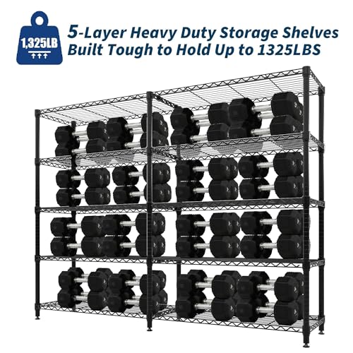Garvee 71" Wide Storage Shelves Metal Shelving Units 5 Tier, 1325LBS - size: 70.5"Hx15.7"Dx71"W, 5-Layer