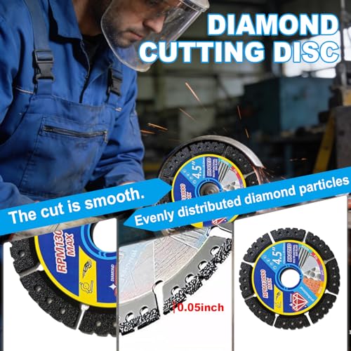 5 Pack Diamond Multi-Purpose Saw Blades, 4.5" Diamond Blade for Angle Grinder, Versatile Cutting Disc for Cutting Tile, Marble, Quartz, Stone, Metal & Plastic, Wet or Dry Use