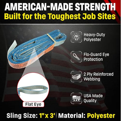 Chenango Supply Eye & Eye 2 Ply Rigging DD Slings - size: 1" x 3'
