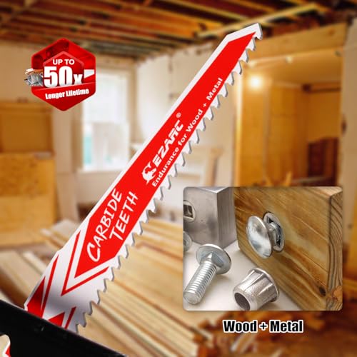 EZARC Carbide Reciprocating Saw Blades, 6-Inch 6TPI, Wood, Metal, 3-Pack - size: 6 Inch, style: 6 TPI