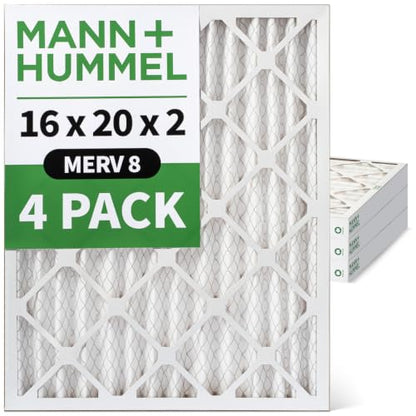 MANN+HUMMEL 16x20x2 MERV 8 Pleated 2" AC Furnace Air Filter. 4 Pack - style: 16 x 20 x 2