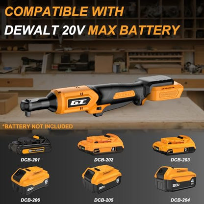 3/8" Cordless Ratchet Wrench for DEWALT 20V MAX Battery, 60 Ft-lbs Brushless Electric Ratchet Tool, Variable Speed 400 RPM, Includes 8 Sockets, 1/4" Adapter & 6" Extension Bar, TOOL ONLY