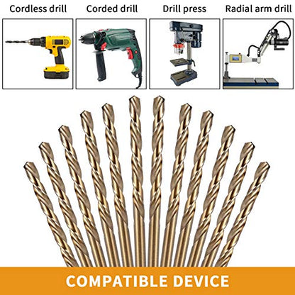 5/16 Inch Cobalt Drill Bit Set, M35 Jobber Length Twist Drill Bits,Suitable for Drilling in Hard Metal, Stainless Steel, Cast Iron,5 Pieces - size: 5/16"(5pcs)