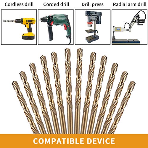 5/32 Inch Cobalt Drill Bit Set, M35 Jobber Length Twist Drill Bits,Suitable for Drilling in Hard Metal, Stainless Steel, Cast Iron,10 Pieces - size: 5/32"(10pcs)