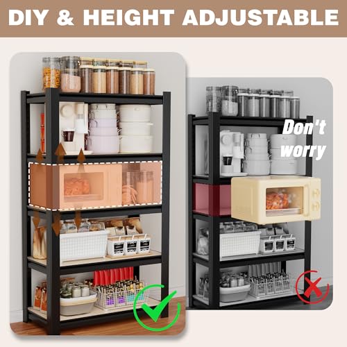 WORKPRO 5-Tier Black Shelving with Board, 24.1”Wx16.2”Dx60”H, 3000LBS Load - color: Black, size: 24.1"W x 16.2"D x 60"H