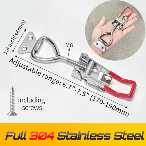2 Pack Toggle Latch 4003 Adjustable 304 Stainless Steel Toggle Clamp Latch, 1320Lbs Holding Capacity Heavy Duty Toggle Latches for Smoker Lid Jig Freezer Door Cooler Box Case Trunk Draw Chest - size: 4003