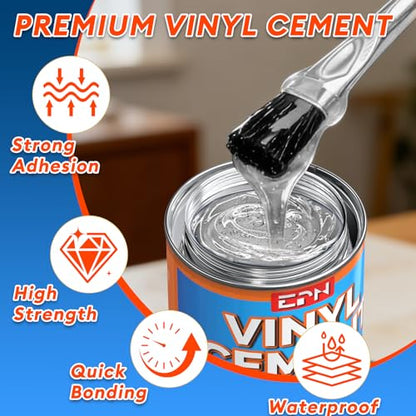 EPN Vinyl Cement, 4.4 oz Pool Patch Repair Kit with 15 PVC Repair Patches - size: 4.4oz