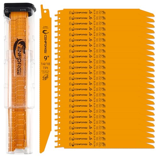 25-PC Reciprocating Saw Blades, 9 inch, 14-18 TPI, BI-Metal (M42+D6A) Material, Replace Milwaukee, Dewalt and Diablo sawzall Blade, for Sawzall Blades Metal - style: 9 inch-14/18 TPI-25PC