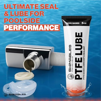 Swimables PTFE Lube 5oz - PFAS-Free Food-Grade Ceramic PTFE Grease for Pool Equipment, Plumbing Fixtures, RV Toilets, Marine Systems & Machinery - Waterproof Long-Lasting Multipurpose Grease - 2 Pack - size: 2 Pack