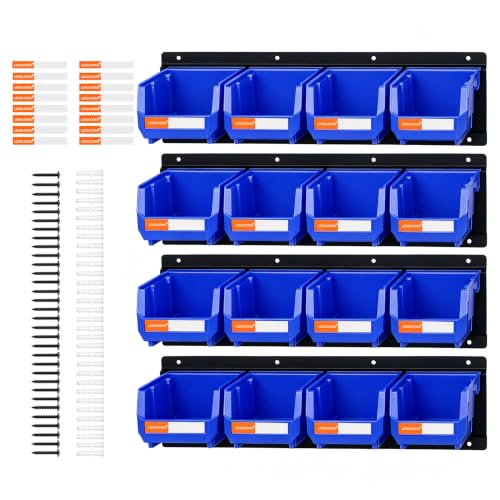 16pc Wall-Mounted Storage Organizer Set with Metal Rails Blue - color: Blue, size: V1-16Bins&4Rails