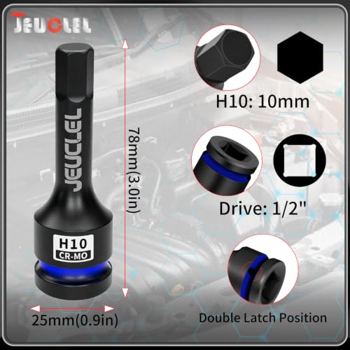10mm Hex Impact Bit Socket, H10 1/2" Drive Allen Socket, Cr-Mo - size: 1PC | H10 10MM