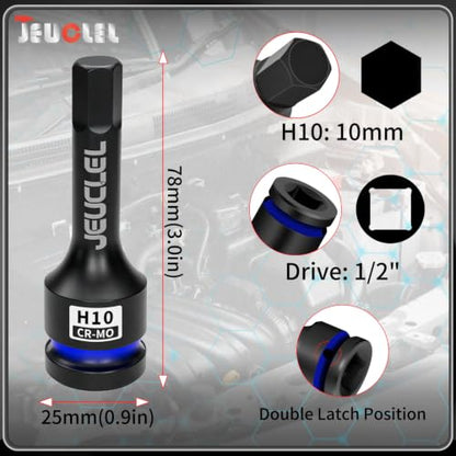 10mm Hex Impact Bit Socket, H10 1/2" Drive Allen Socket, Cr-Mo - size: 1PC | H10 10MM