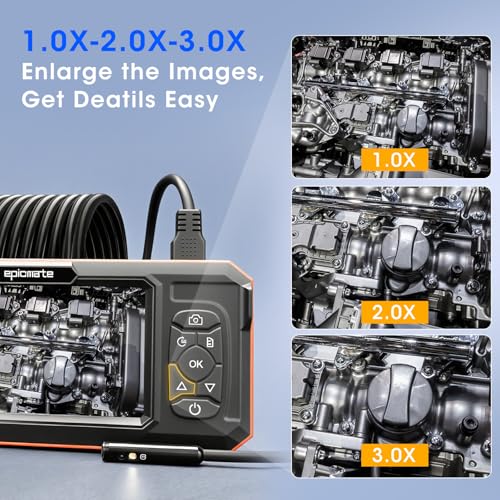 Triple Lens Borescope with 5" IPS Screen, 1920P HD Inspection Camera
