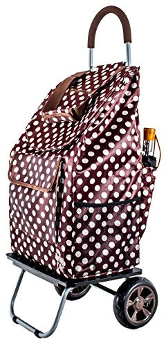 dbest products Bigger Trolley Dolly, Brown Polka Dot Shopping Grocery Foldable Cart - color: Brown Polka Dot