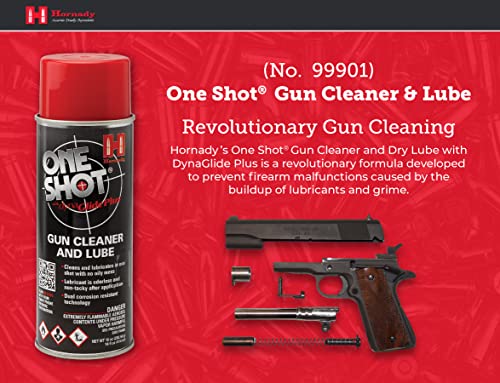 Hornady One Shot Gun Cleaner and Case Lube, 10 oz – Aerosol Dry Lube, With DynaGlide Plus – Clean, Non-Sticky and Easy to Use – Contains No Petroleum, Won't Contaminate Powder or Primers