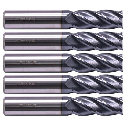 BestParts 5Pcs 1/2" 4 Flute Solid Carbide Square End Mills - AlTiN Coated - size: 1/2 in