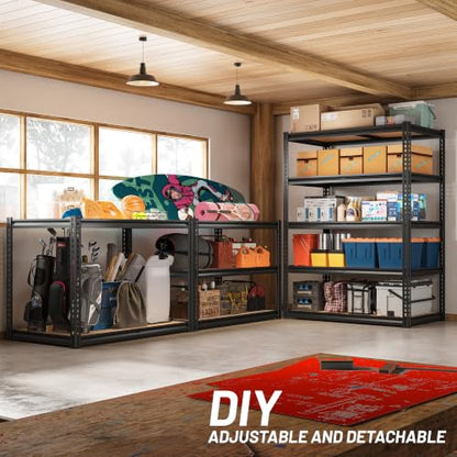 ROOMFAVE Garage Shelving Heavy Duty, 5 Tier,72" H x 35.56" W x 16" D Black - size: 72" H x 35.56" W x 16" D