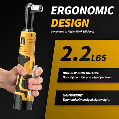 FULLYEA 3/8" Cordless Electric Ratchet Wrench Set,45Ft-lbs,Variable Speed