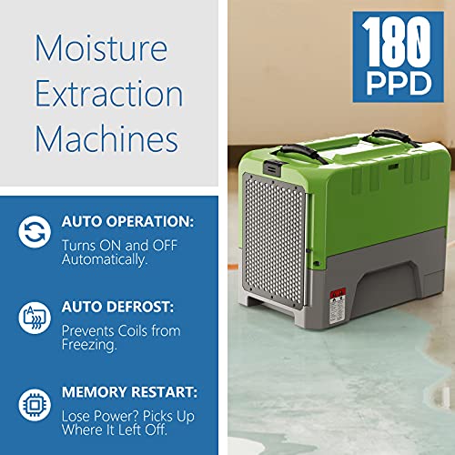 ALORAIR 180 PPD Commercial Dehumidifier with Pump, 6-Year Limited Warranty - color: Green