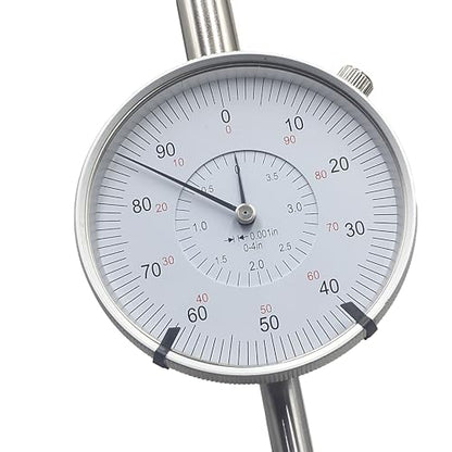 HFS Dial Indicator, 0-4" Range, 0.001" Graduation, 1/4" Lug Back - size: 0-4" x 0.001"