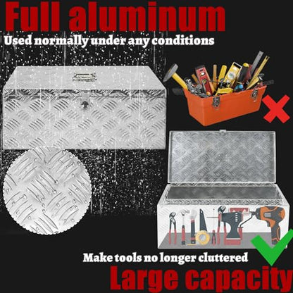 22x11x9 Inch Aluminum Underbody Truck Tool Box Diamond Plate Portable Toolboxes Heavy Duty Pickup Storage Box with Buckle Lock and Keys Suitable for Truck Bed Pickup RV Trailer - size: 22" L x11" W x9" H