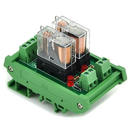 Electronics-Salon DIN Rail Mount AC/DC 24V Control 2 SPDT 16Amp Pluggable Power Relay Module, G2R-1-E - style: 2 Channel 24V