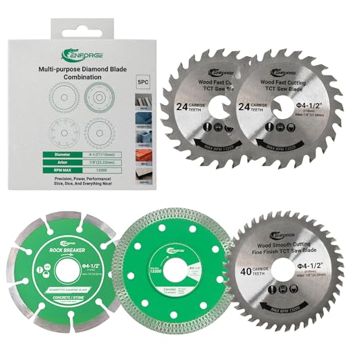 4-1/2 Inch Compact Circular Saw Blade Set, 4.5" Diamond Saw Blade Set for Angle Grinder, with Super Thin Diamond Blade ＆Segmented Diamond Blade, 7/8" Arbor (5-Pack) - size: 4.5" Combo Size