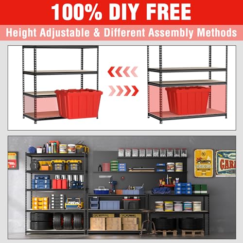 WORKPRO 5-Tier Shelving with Particle Board, 72" Hx36 Wx18 D, 4000LBS Load - size: 36"W x 18"D x 72"H