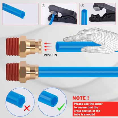 CheeMuii 50FT 3/8" DOT Air Line 3/8 Air Hose PA12 Nylon Pneumatic Tubing - color: Blue, size: 3/8"OD-50FT