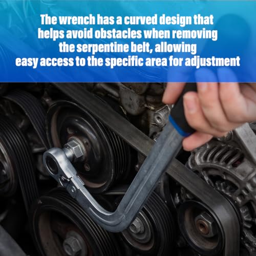 8MILELAKE 15PCS Auxiliary Idler Belt Tensioner Pulley Removal Tool Kit, Universal Serpentine Timing Belt Wrench Set with Adapters, 12-Point 12-19mm (0.47"-0.74") Engine Timing Belt Tension Wrench Set