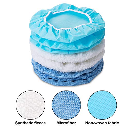 Mudder 20 Pcs 7-8 Inch Car Orbital Buffer Pads Polisher Bonnet, Blue - color: Blue, size: 7-8 Inch