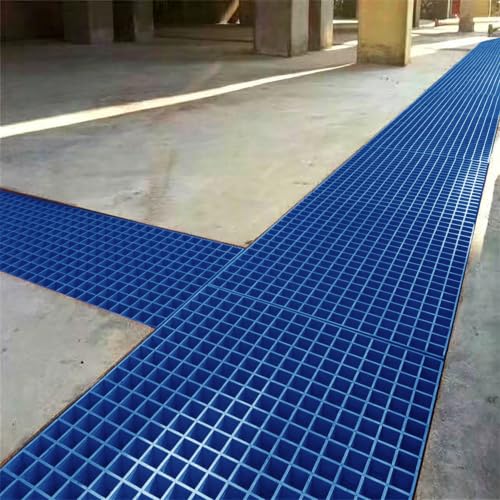 Agfabric 24x48x1in Fiberglass Grating Cover, Heavy Duty FRP Cover for Car Wash, Trench Drain, Driveway Patio Drain Channel, Wearproof, Rustless, Prevent Debris Blocking Channels, Blue, 1pc - color: Blue, size: 2ftx4ft x 1in