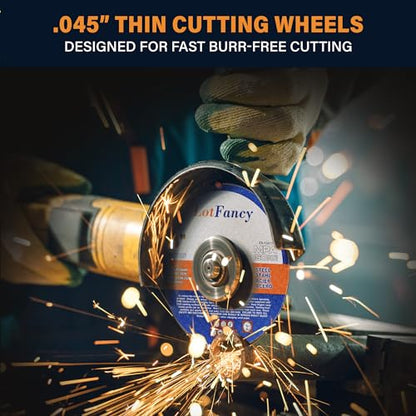 LotFancy Cut Off Wheels, 4 inch, Pack of 10, Angle Grinder Cutting Disc, Metal and Stainless Steel Cutting Wheels, Welding Accessories, Thin Kerf, Flat T1 Cut-Off Tool, 4 x 0.045 x 5/8” - style: 4in (Pack of 10)