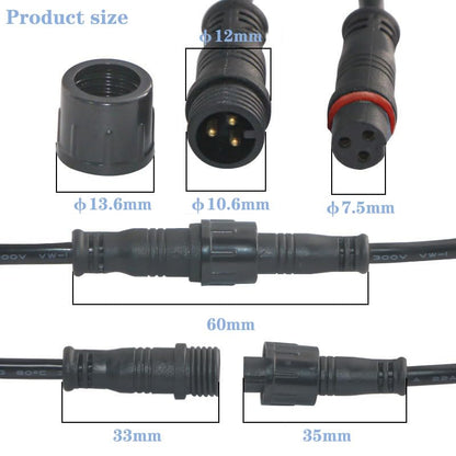 20AWG 3Pin Waterproof Connector,3 Wire Electrical Connector - size: 20AWG 3Pin Waterproof Connector