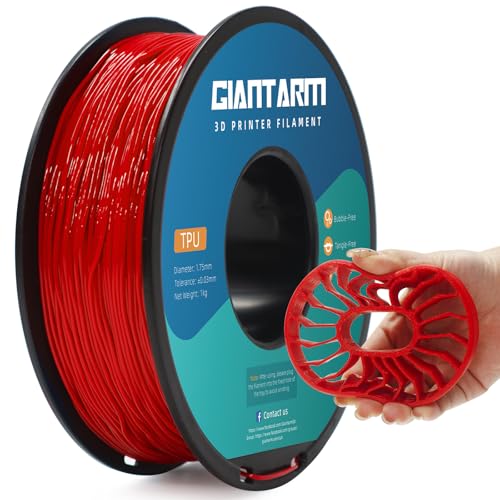 GIANTARM 95A TPU 3D Printer Filament 1.75mm, 1kg Spool, Red, +/- 0.03mm - color: Tpu-red