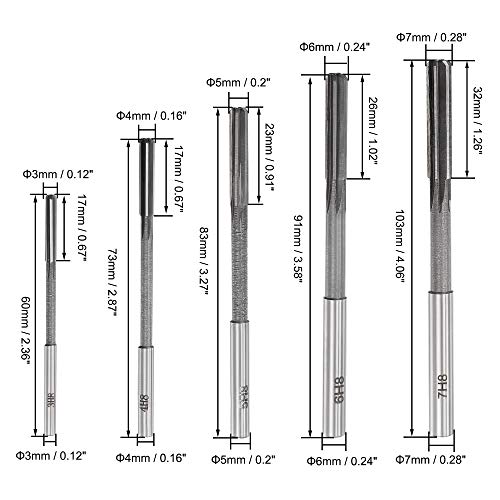 uxcell Chucking Reamer Set Lathe Machine Reamer Straight Flute Milling Cutter High Speed Steel H8 Tolerance (3mm 4mm 5mm 6mm 7mm 8mm 9mm 10mm 11mm 12mm) 10pcs - style: H8