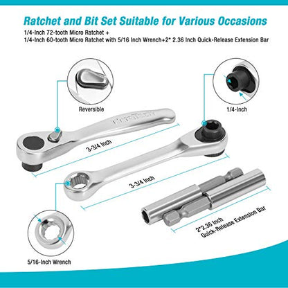 DURATECH 56-Piece 1/4" Mini Ratchet Wrench and Screwdriver Bit Set