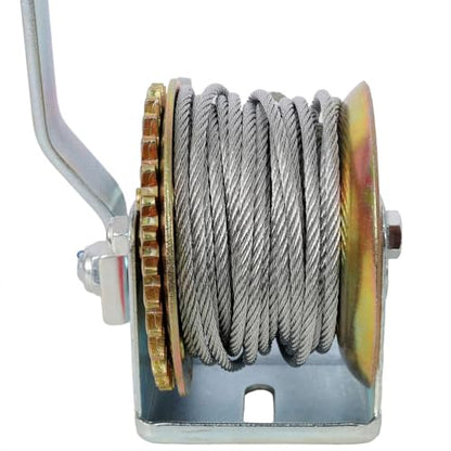800 LBS Hand Winch with 32.8 FT Steel Cable, Heavy Duty Manual Hand Crank Winch, Two-Way Ratchet Boat Trailer Winch with 3.1:1 Gear Ratio for Boat, ATV, UTV, Trailer & Utility Pulling