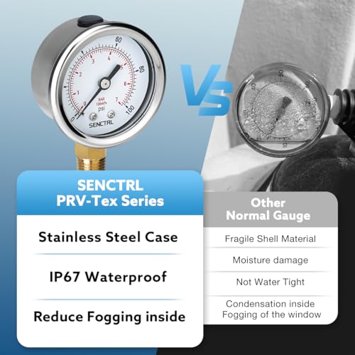 SENCTRL 0-100 Psi Pressure Gauge, 1/4" NPT Lower Mount - size: 0-100Psi, style: Lower Mount