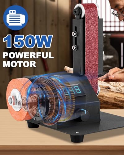 Mini Electric Belt Sander Variable Speed Desktop Grinder for Edge Finishing