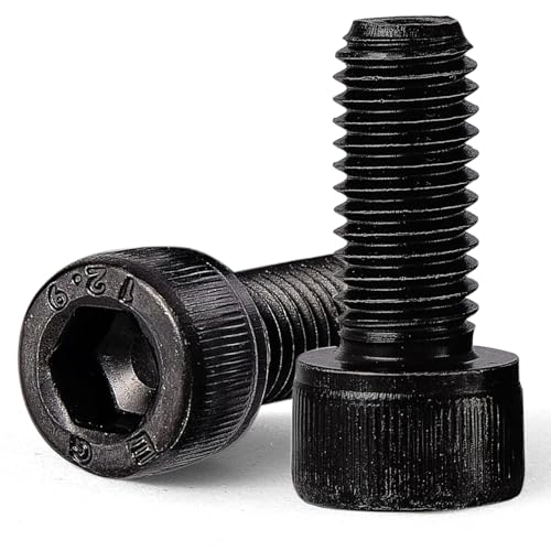 M12-1.75 x 25mm 6pcs Hex Socket Head Cap Screws Bolts, 12.9 Grade Alloy Steel, Black Oxide Finish, Metric Allen Hex Drive, Full Thread - size: M12 x 25mm(6PCS)