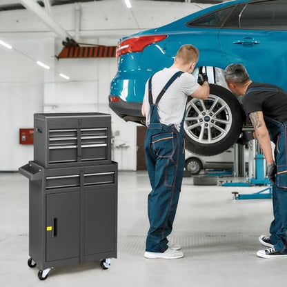 Winado 4-Drawer Rolling Tool Chest, 2-in-1 Large Storage Toolbox, Black - color: Black
