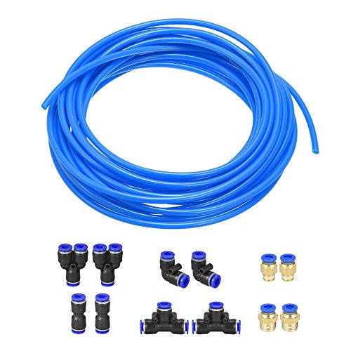 uxcell Pneumatic Air Hose Tubing Blue with Connect Fitting Kit - color: Blue